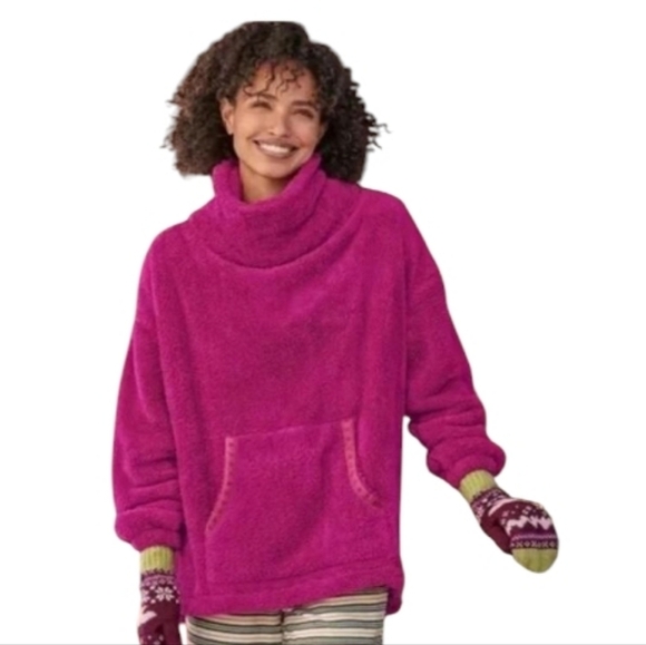Sundance Sweaters - Sundance Sasha Burgundy Fleece Teddy Cowl Neck Pullover Sweater Size Small